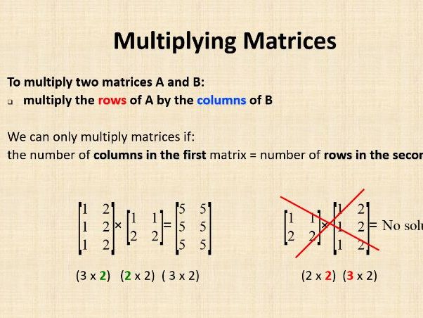 VCE General Maths | Matrices | PPT #4 | Multiply Matrices | Editable | Revision