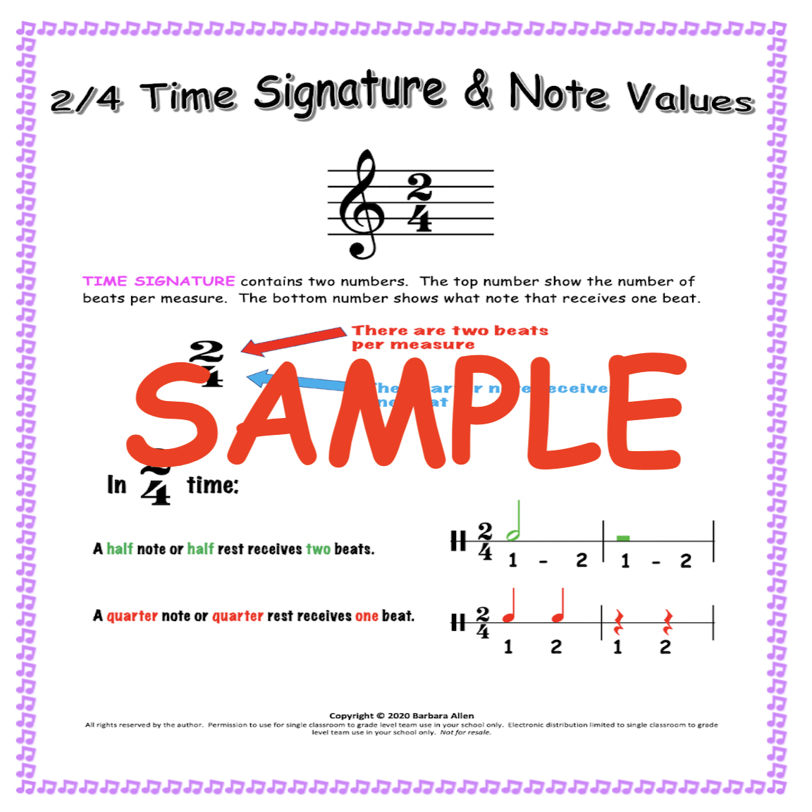DIGITAL Lesson 13 2 4 Time Signature Self Grading No Prep 