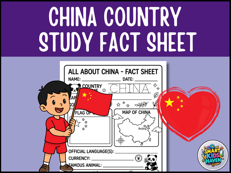 China Map and Flag Country Study Research Project Worksheet Geography Activity