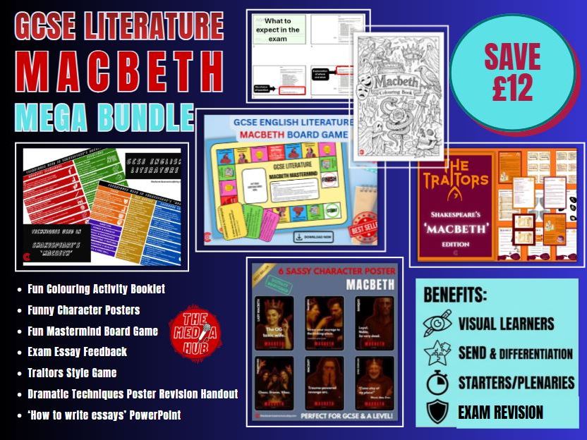 Macbeth Mega Bundle | GCSE English Literature | Revision Games, Essay Writing, Posters, SEND & KS3 KS4 Activities