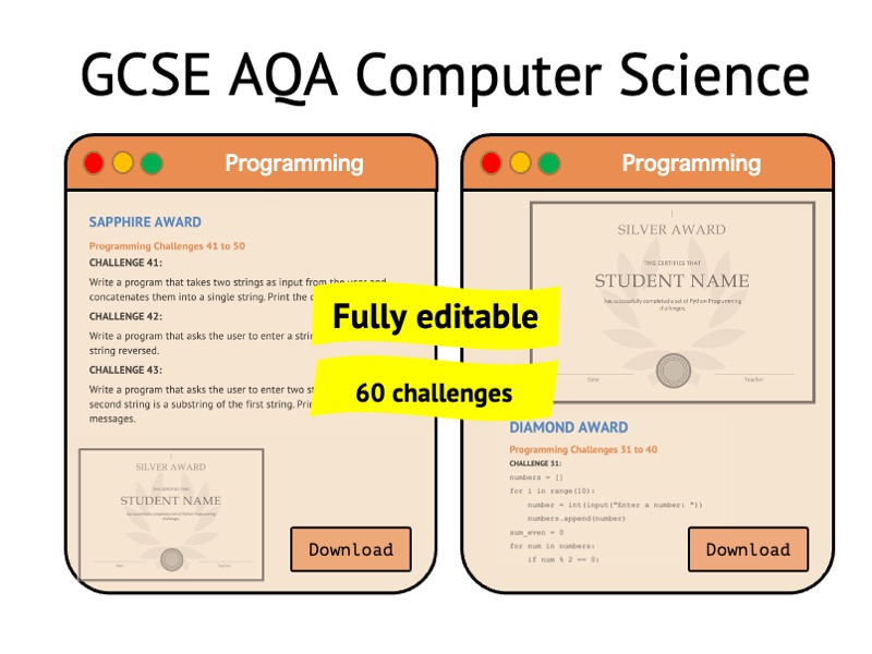 Python Programming 60 Challenges GCSE Computer Science AQA