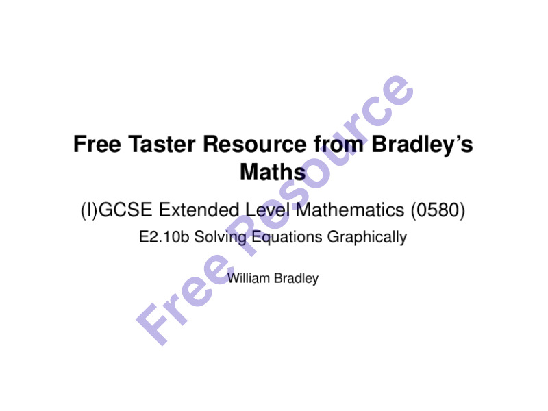 FREE Taster: IGCSE Maths (0580) - Solving Equations Graphically Worksheet + Answers