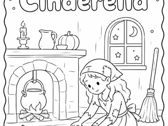 Cinderella Colouring Page - Brothers Grimm  Fairytale