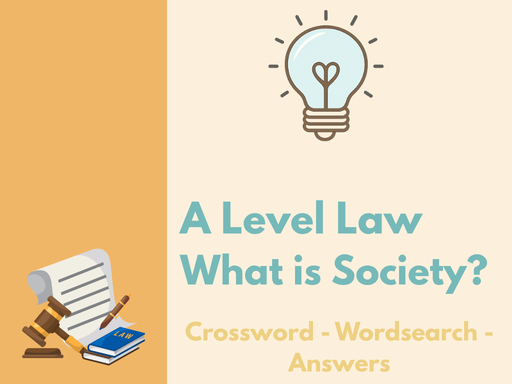 A Level Law – What is Society? - Crossword & Wordsearch