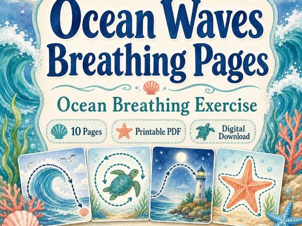 Ocean Waves Breathing Pages | Ocean Breathing Exercise | Printable PDF | Digital Download