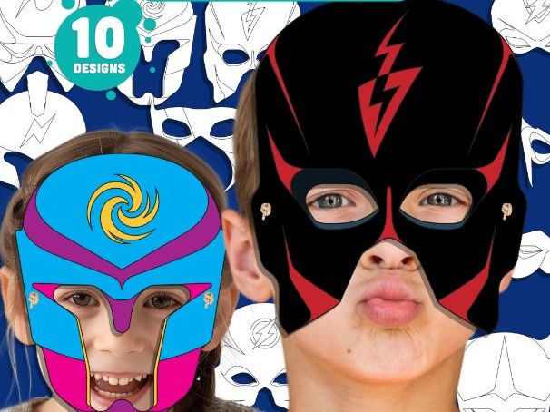 Superhero Mask Templates, Color Your Own Printable Masks, Wearable Mask Craft Activity