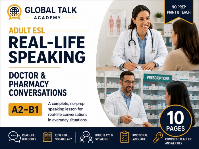 Adult ESL Real-Life Speaking: Doctor & Pharmacy Conversations | A2–B1