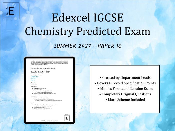 Summer 2027 IGCSE Chemistry Predicted Exam - Edexcel Paper 1C