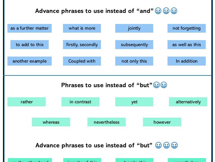 Formal Phrases instead of "and " or "but"