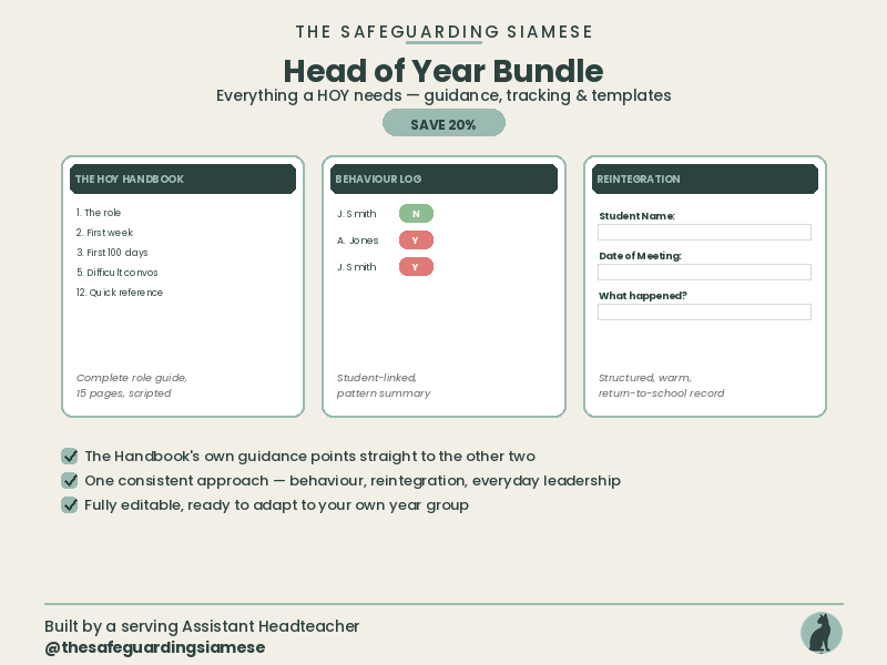 Head of Year Bundle Complete Handbook, Behaviour Log & Reintegration Template (3 Resources)