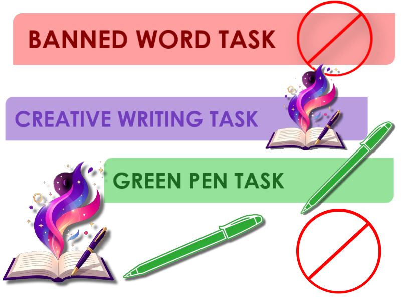 Creative Writing, Banned Word, Green Pen Logo and Banner