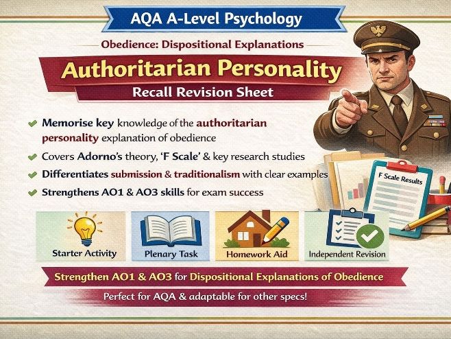 Authoritarian Personality Recall Revision Sheet
