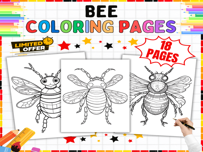 Bee Coloring Page Worksheet for Early Years