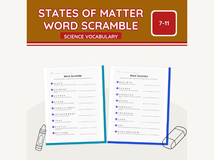 States of Matter Word Scramble KS2 | 5 Sheets