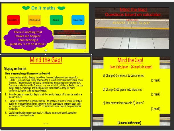 GCSE 9-1 New Specification; Mind the gap (wk 4)  - Foundation.