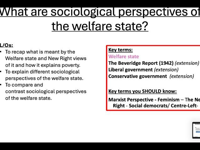 AQA GCSE Sociology: Social stratification - Sociological perspectives of the welfare state