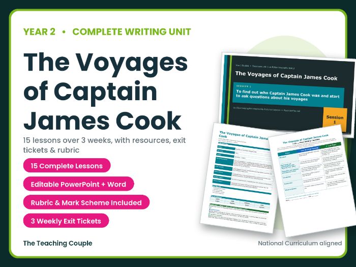 The Voyages of Captain James Cook | Year 2 English Unit | 15 Complete Lessons + Resources