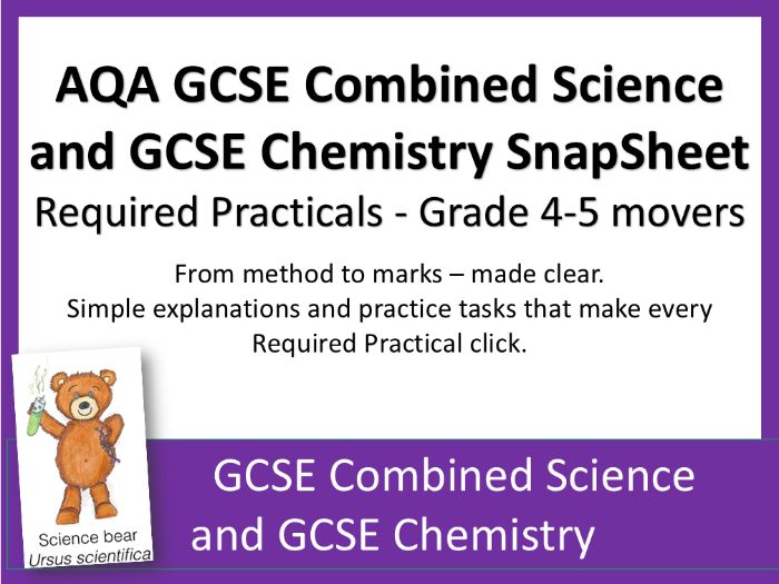 Required Practical Work, Grade 4-5 Movers - AQA GCSE Combined Science Chemistry & GCSE Chemistry