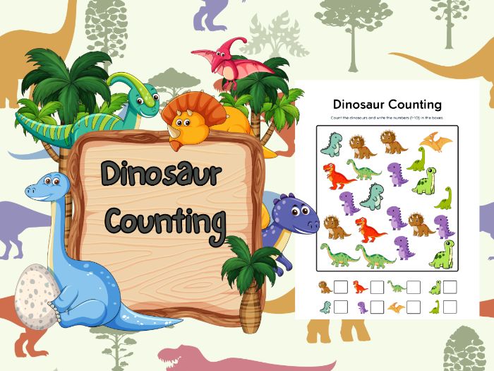 Dinosaur Counting Worksheets 1–10 | Count & Write Numbers | Preschool Math (Ages 3–5)