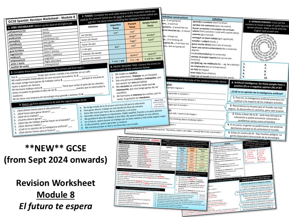 New Spanish GCSE (2026) Revision Worksheet - Module 8 - El futuro te espera