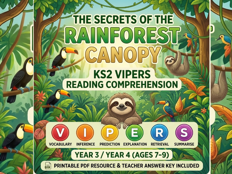 Key Stage 2 VIPERS Reading Comprehension: Secrets of the Rainforest Canopy (Printable PDF)