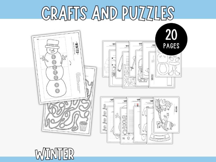 Winter Crafts and Puzzles - 20 Printable Activities for Kids