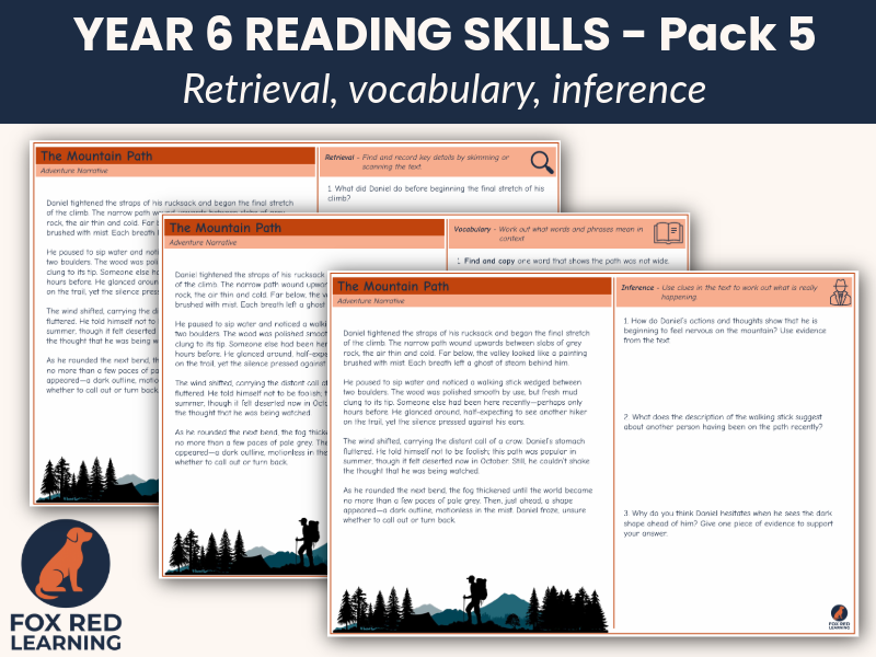 Year 6 Reading Skills Focus – Pack 5: Retrieval, Vocabulary & Inference