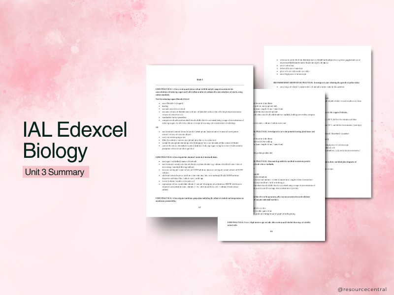 Edexcel A-Level Biology Unit 3 Revision Note