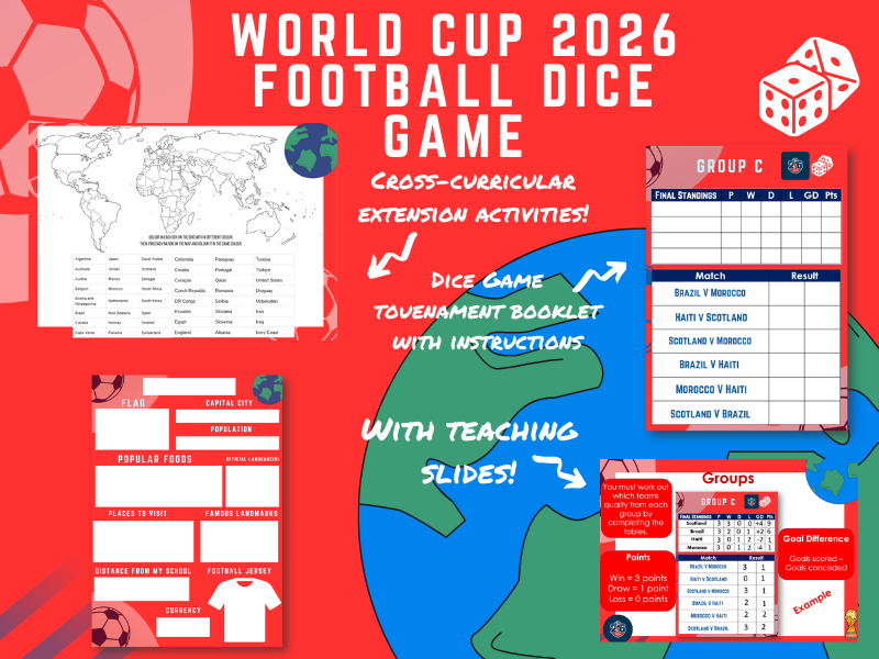 World Cup 2026 Maths dice activities KS2