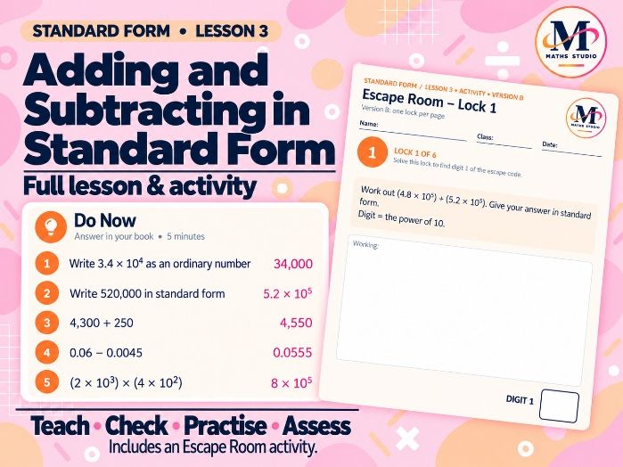 Adding & Subtracting Standard Form | Lesson & Activity
