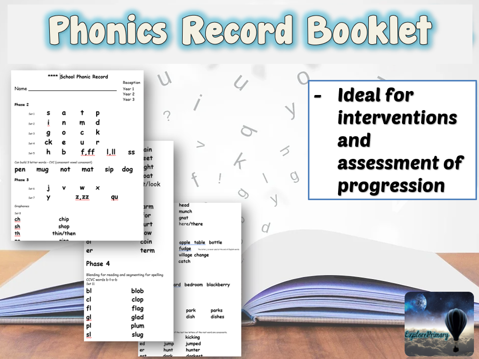 PHONICS Assessment Record Booklet Teaching Resources