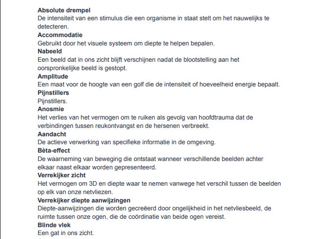 Psy 120 - Module Vijf Woordenlijst Termen Studiegids
