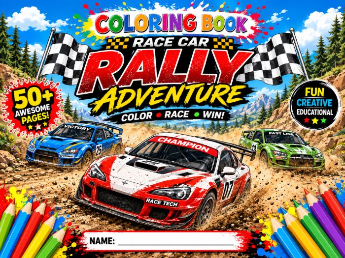 Race Car Rally Coloring Book for Kids | Racing Cars & Motorsport Coloring Pages | Kindergarten–3rd