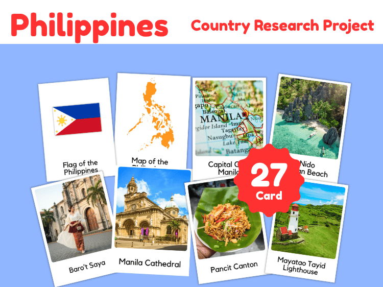 Philippines Geography Flashcards | 27 Printable Country Study Cards