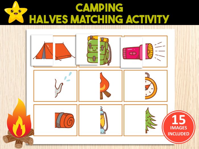 Camping Halves Matching Game | Puzzle Activity for Toddlers & Preschoolers
