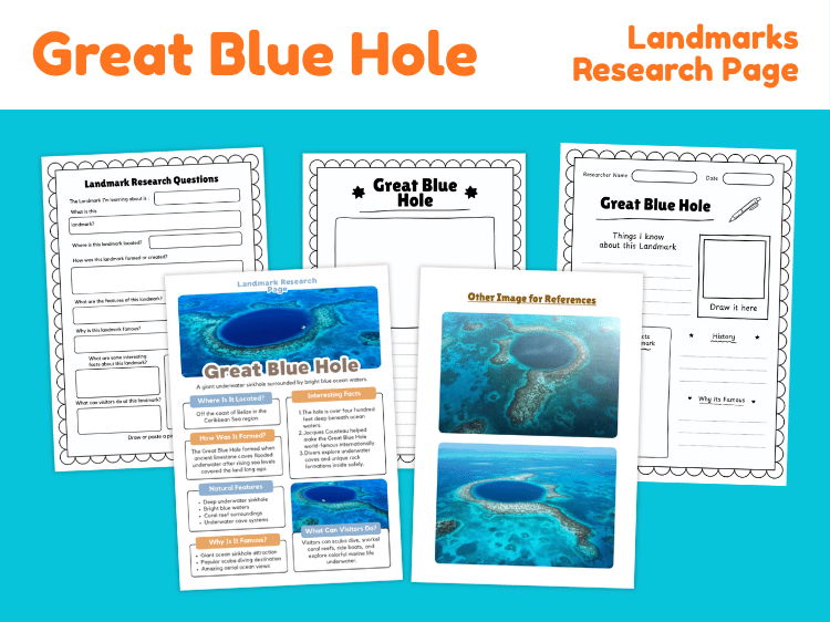 Great Blue Hole Landmark Research Project | Geography Worksheets