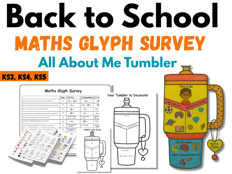 Back to School Maths Glyph Survey | All About Me Tumbler Activity | KS3–KS5