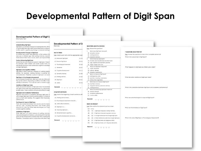 Developmental Pattern of Digit Span | Teaching Resources