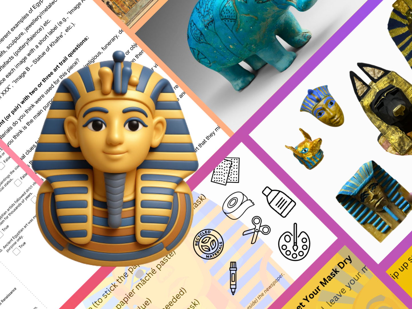 KS2 Ancient Egypt - Art (Analysis) and Craft (Mask Making) Lessons Bundle