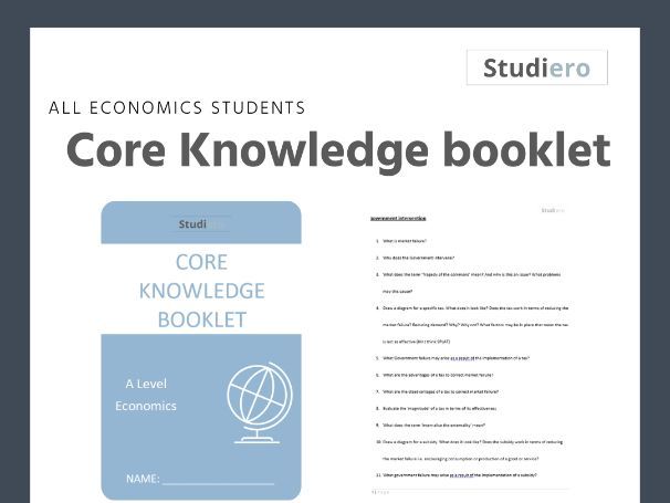 A Level Economics Core Knowledge booklet (Year 12 & 13)