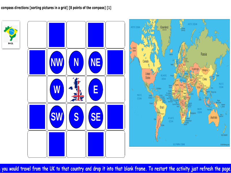 compass directions [sorting pictures in a grid] [8 points of the compass] [1]