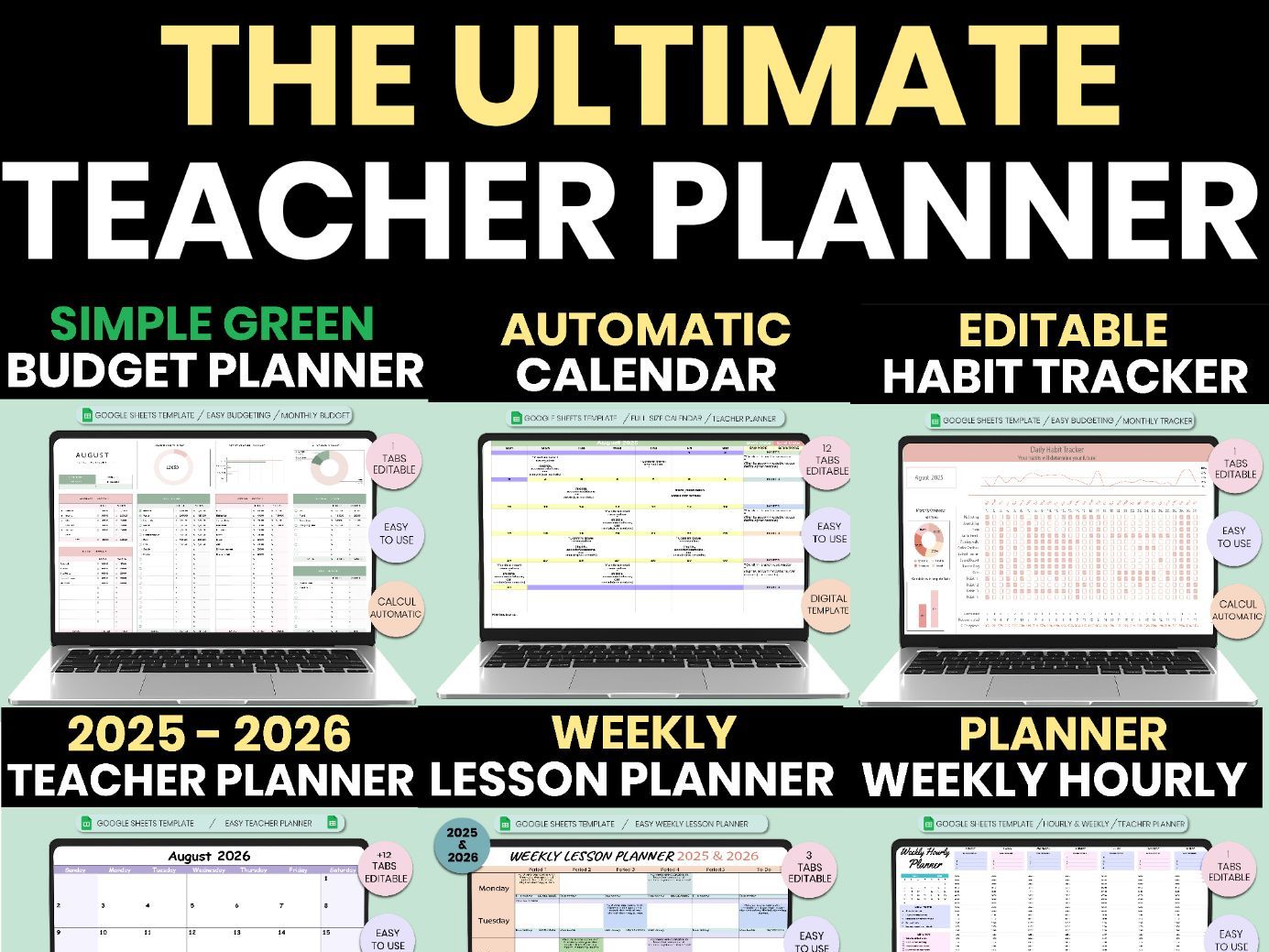 2026 Teacher Bundle — Editable Google Sheets Digital Planner
