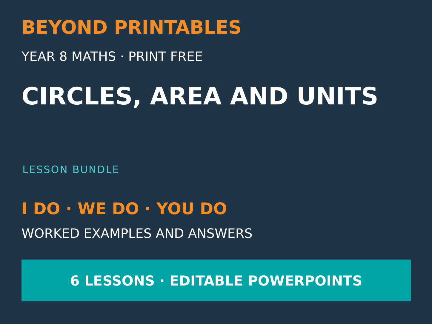 Circles, Area and Units Bundle | I Do, We Do, You Do | Year 8 Maths | Print Free