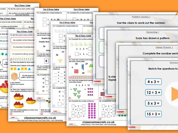 Year 3 The 3 Times Table Autumn Block 3 Step 4 Maths Lesson Pack Teaching Resources