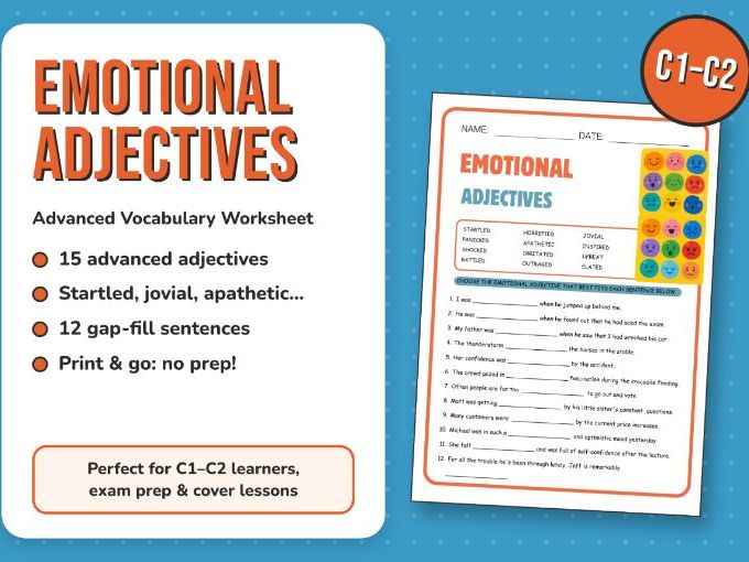 Emotional Adjectives – C1–C2 ESL Worksheet (Advanced Vocabulary Practice)