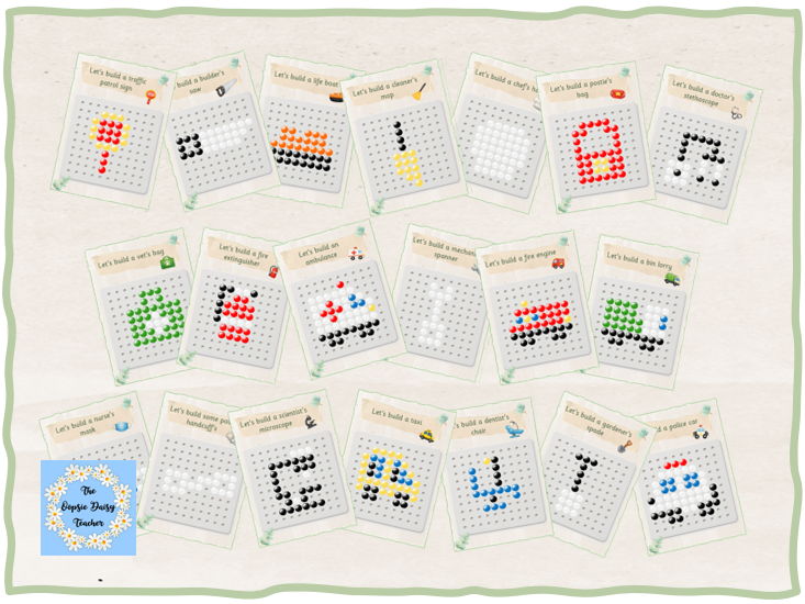 Peg Board Challenge Cards - People Who Help Us (Natural Theme)