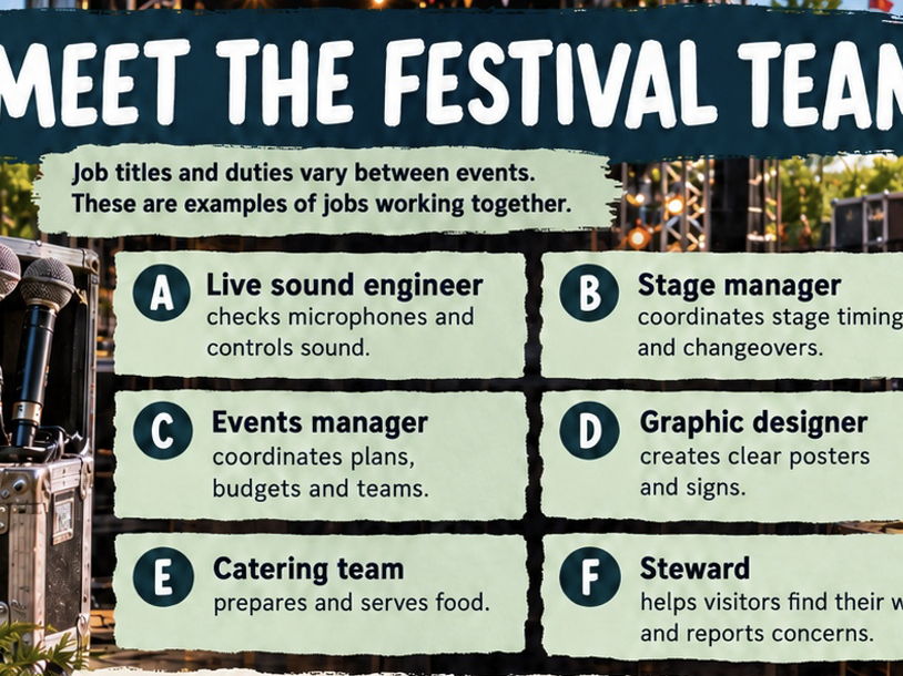Behind the Scenes Music Festival | Careers & Employability Workbook | KS3 KS4 SEND