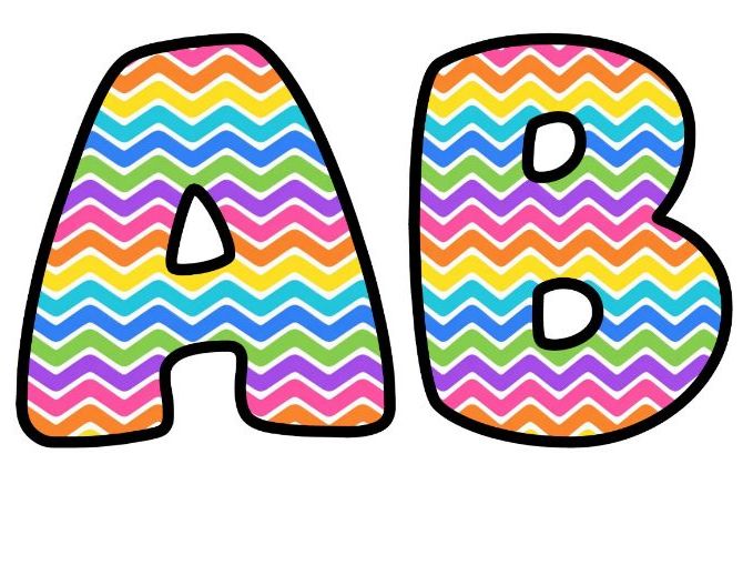 Rainbow Zigzag Chevrons Bubble Letters | Striped Bulletin Board Letters | Classroom Display Pack