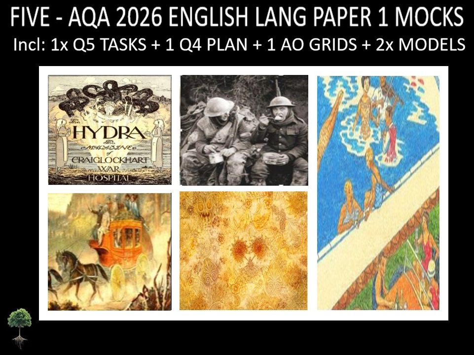 FIVE - AQA PAPER 1 | 2026 FULL MOCKS | Q5 TASKS | Q4 PLAN |AO GRIDS | MODELS