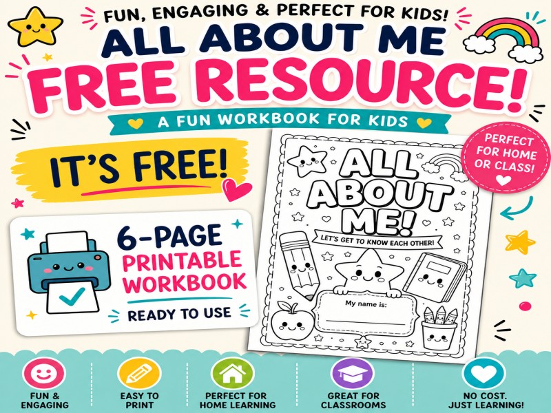 All About Me Worksheet – 6 Page Getting to Know You Workbook (Back to School, KS1/KS2)